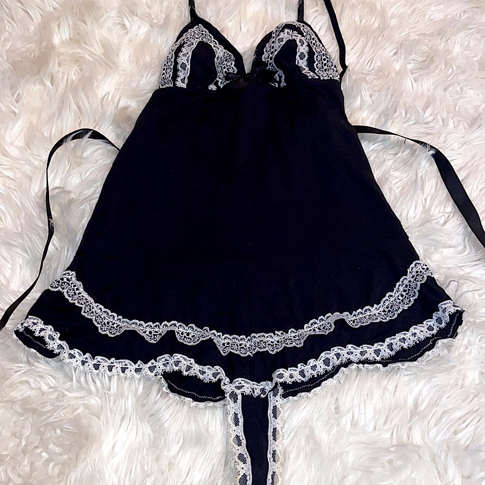 Vintage Victoria’s Secret Sexy Little Things French Maid Ribbon Babydoll Dress S
